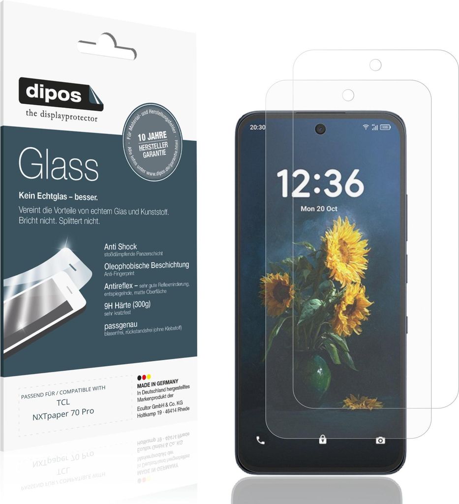 2x Schutzfolie für TCL NXTpaper 70 Pro matt - Anti-Shock 9H Folie dipos Glass Kunststoffglas