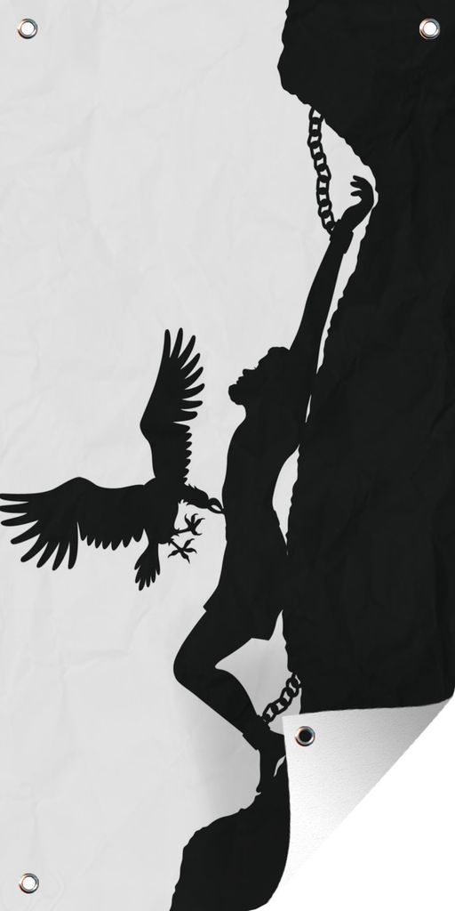 MuchoWow 80x160 cm Outdoor-Poster Gartendeko Sichtschutz Garten Poster für den Garten Eine Illustration der Silhouette von Prometheus