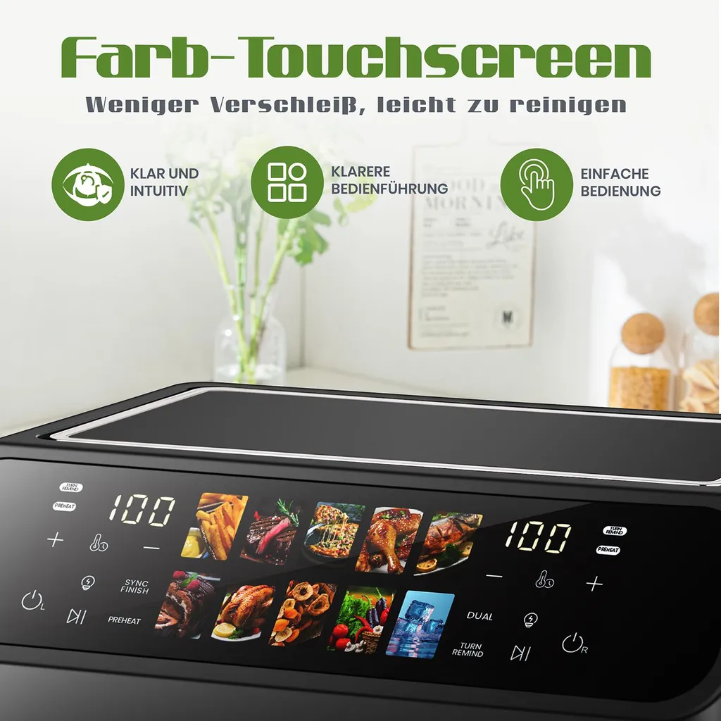 Friteuse à air chaud double panier 9L - 10 programmes de cuisson UE