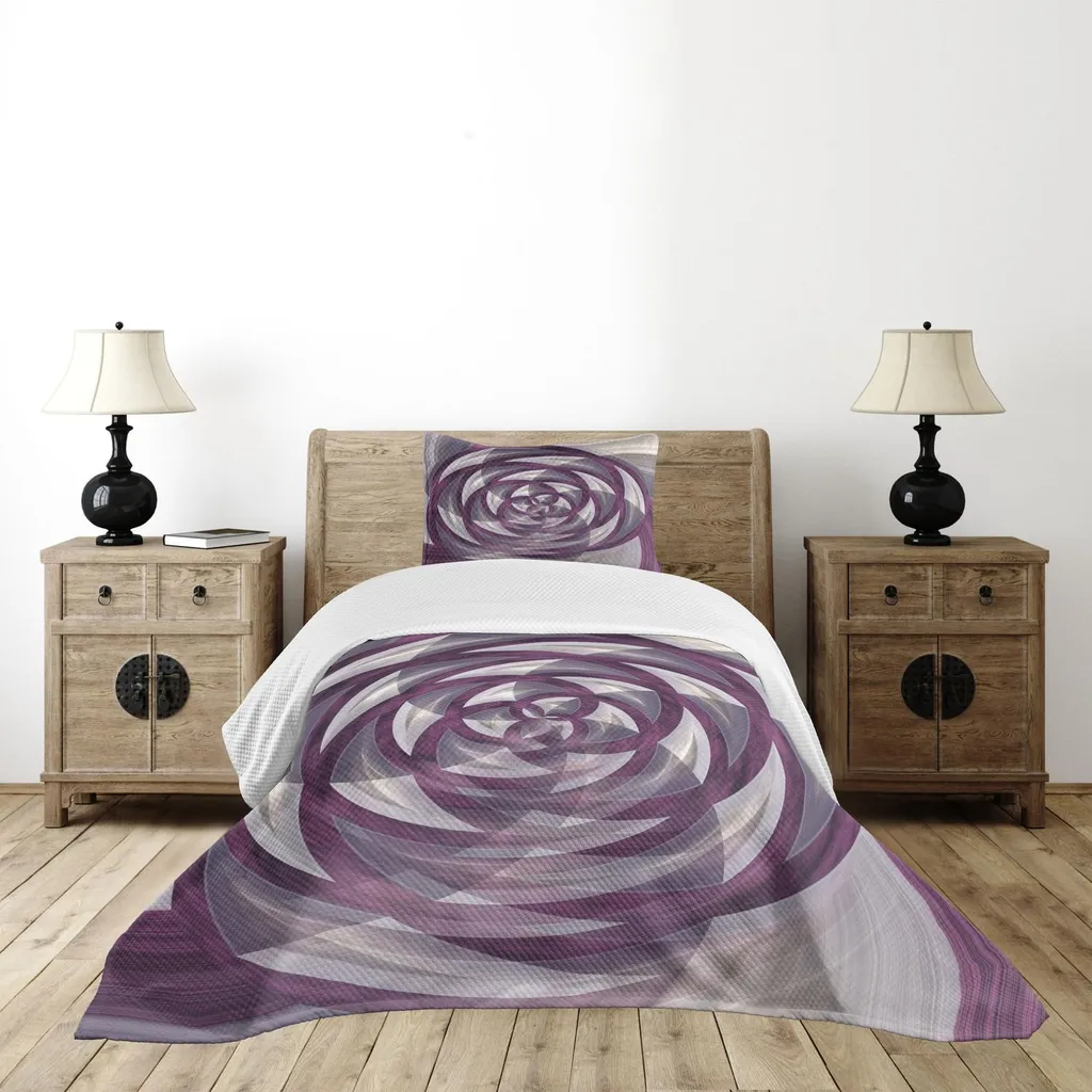 Copriletto Estetico ABAKUHAUS 170x220 Viola | Rose Frattali per Camera