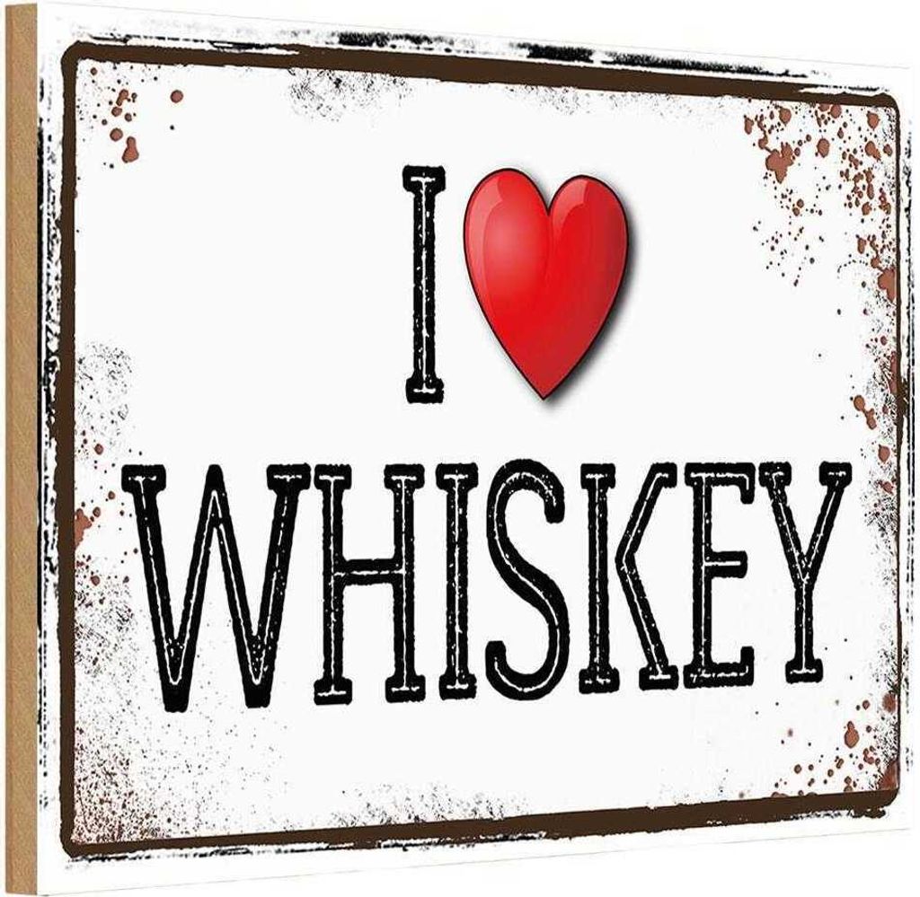 vianmo Holzschild 12x18 cm Alkohol i love Whiskey Essen Trinken