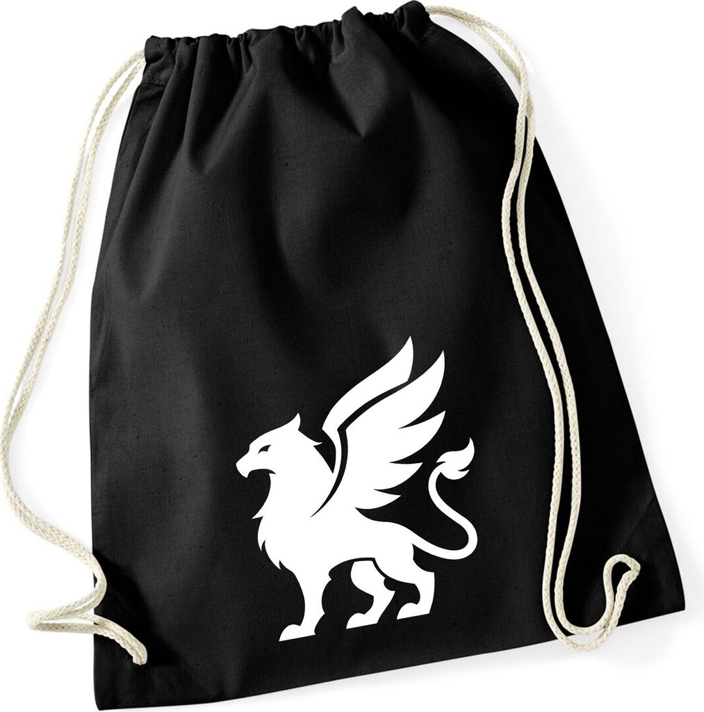 Huuraa Turnbeutel Greif Silhouette 12 Liter Black Baumwolle Rucksack Geschenkidee