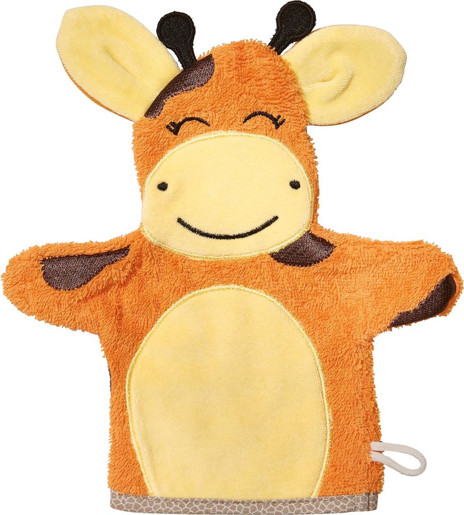 Erwin Müller Kinder-Waschhandschuh 2-in-1 Giraffe" orange 23x25 cm"