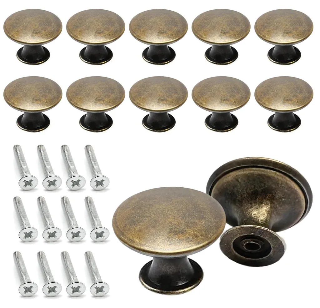 Lot de 12 Boutons de Meubles Vintage en Bronze 30mm pour Commode