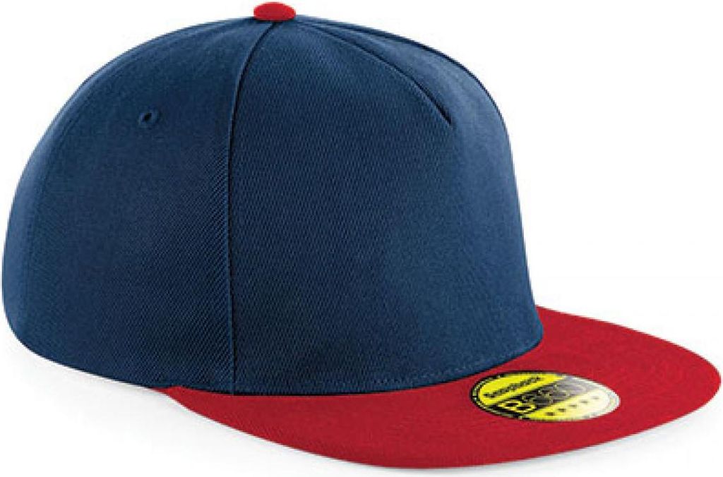 Beechfield B660 | Original Flat Peak Snapback Cap / Kappe / Mütze / Hut - Farbe: French Navy/Classic Red - Größe: One Size