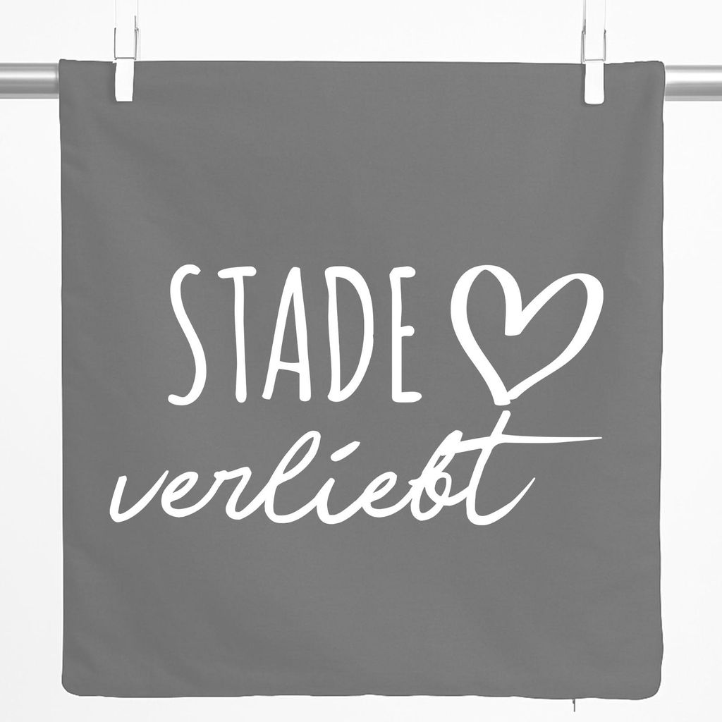 Huuraa Kissenbezug Stade verliebt 40x40cm Steel Grey Baumwolle Dekokissenbezug Geschenkidee
