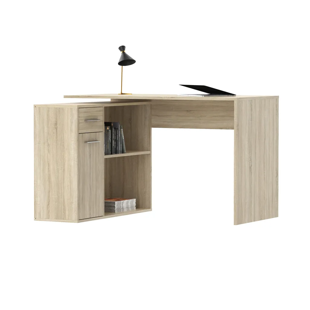 Bureau d’angle de télétravail WESLACO chêne sonoma idéal pour petit coin - 9