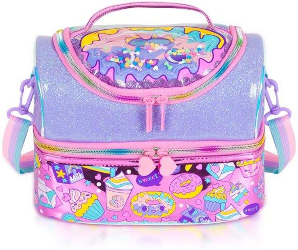 Kinderlunchtas in rosa, zwei-teilige Koeltas mit abnehmbaren, verstellbaren Kompartimenten, Mädchen- und Jungenlunchboxen