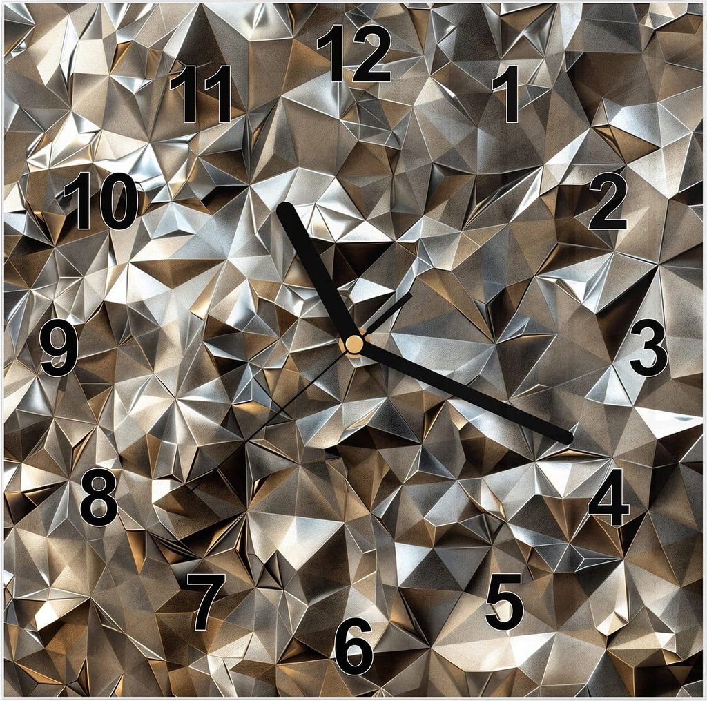 Wanduhr aus Glas mit Motiv Geometrisches Muster- 30 x 30 cm - inkl. Aufhängesystem