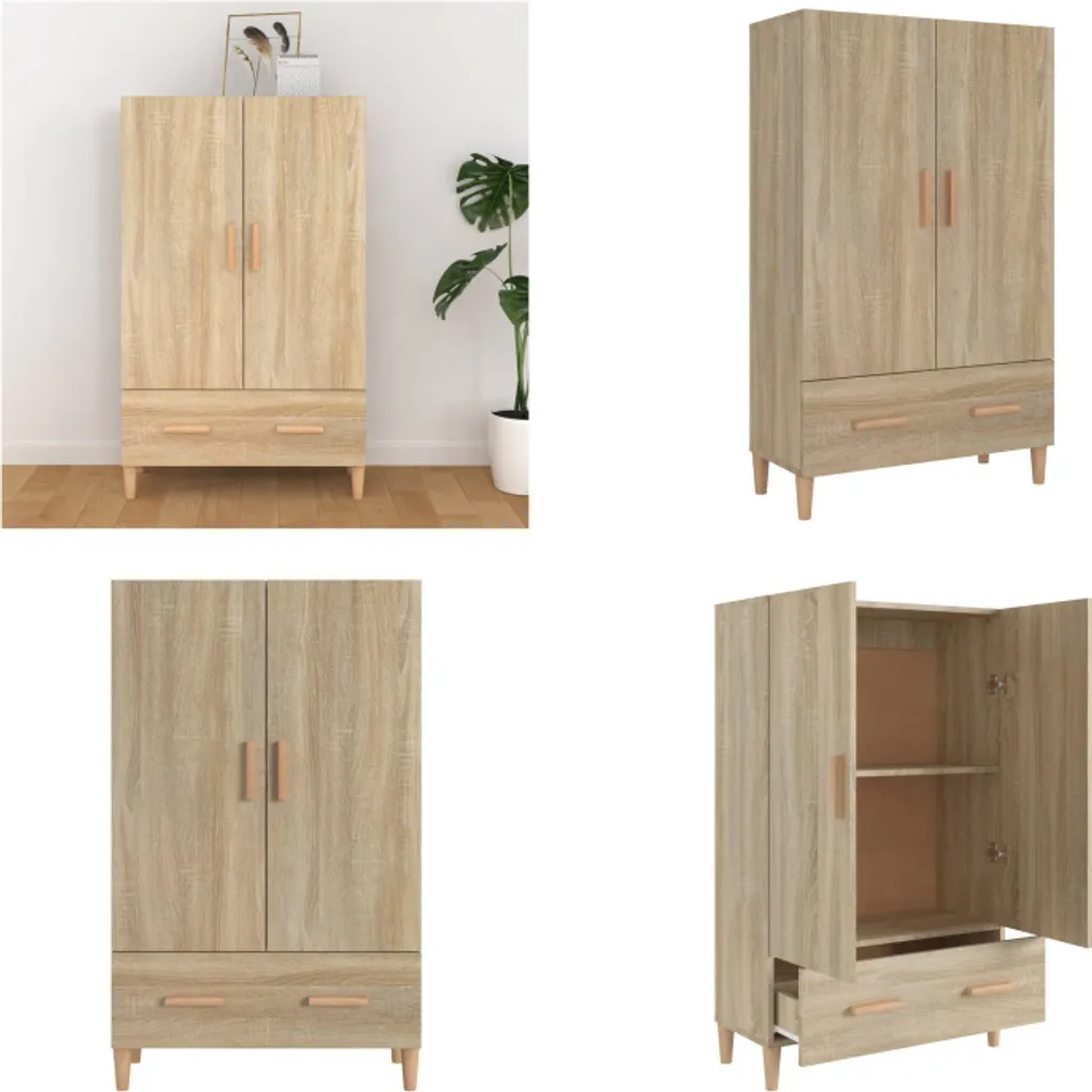 vidaXL Credenza Sonoma quercia 70x31x115 cm materiale a base di legno - Credenza - Credenze - Credenza - Armadio