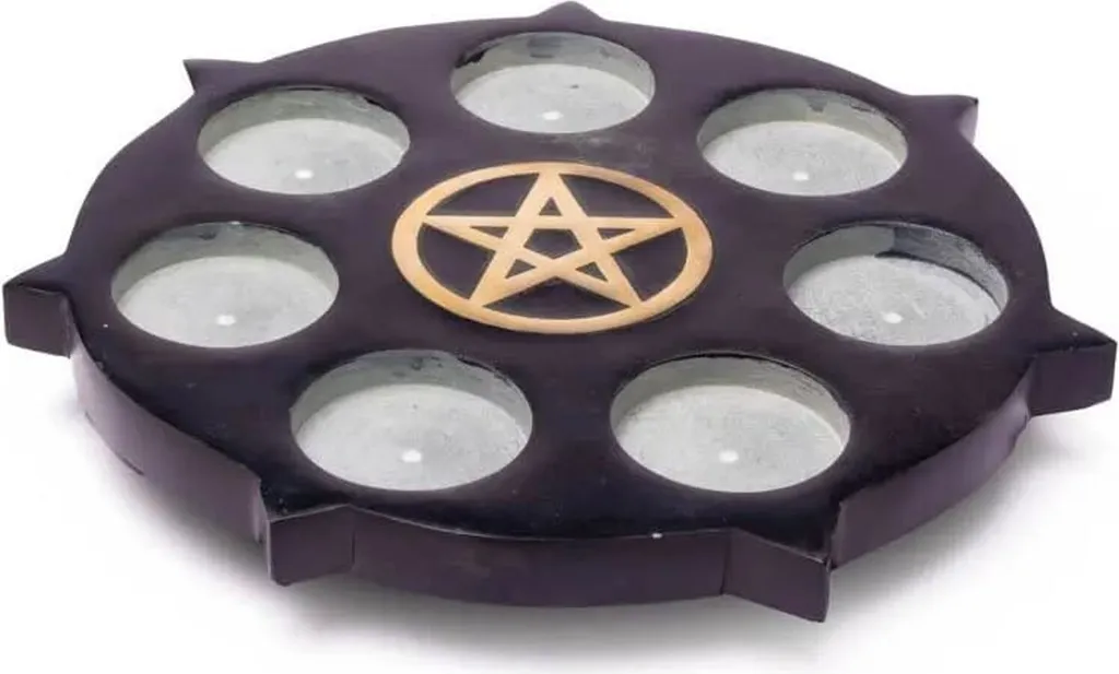 Photophore Pentacle en Stéatite Noire 25 cm - Pierre Naturelle Sculptée