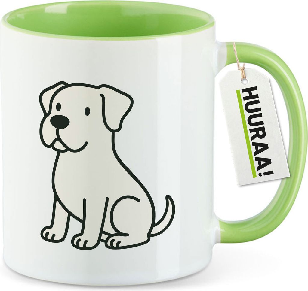 Huuraa Kaffeetasse Dogo Argentino Comic Dogo 330ml Grün Keramik Kaffeebecher Geschenkidee