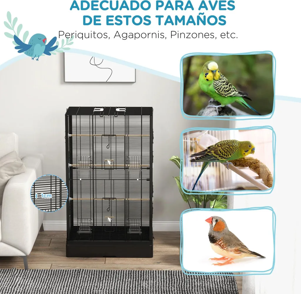 Cage oiseaux robuste avec bac extractible et structure bois de sapin - 5