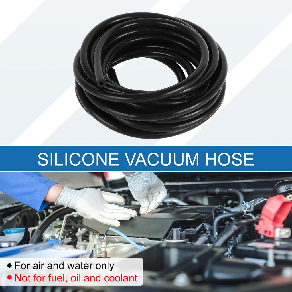 Silikon-Vakuumschlauch Hochtemperatur 15FT 3/16" 4mm ID 2,5mm Dicke Automobil-Vakuumschlauch Silikon Schwarz 1 Stück