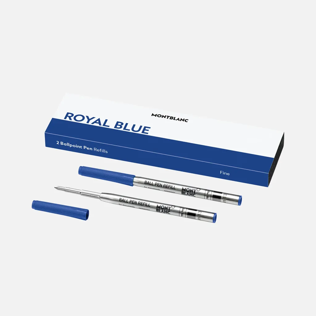 Lot de 2 Recharges Montblanc 124492 Bleu Royal Pointe Fine Taille F