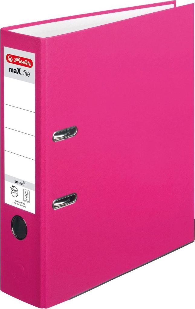 Ordner protect Kunststoff (PP) A4 8cm pink maX.file Packung mit 20 Stück