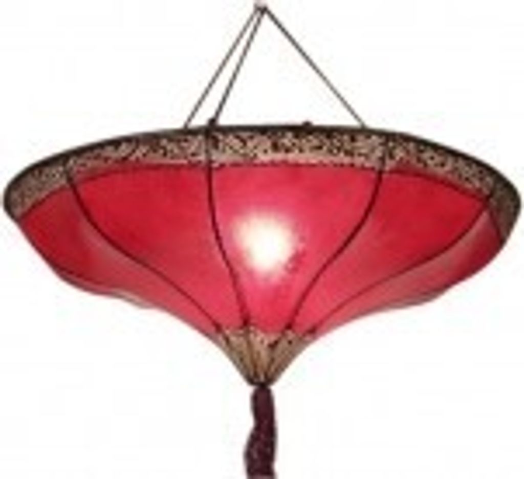 Decken-Leuchte Marrakesch, Pendel-Deckenlampe aus Metall und Leder, Farbe:rot