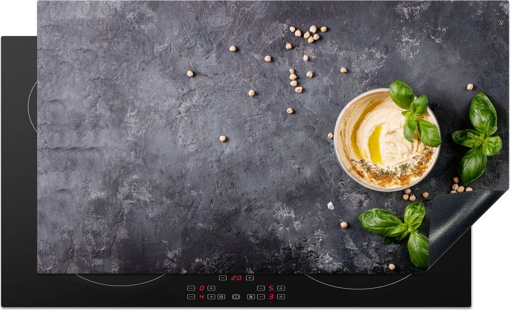 KitchenYeah Herdabdeckplatte Dessert - Basilikum - Kräuter - Industriell , 90x52cm, Küche Deko, Glaskeramikfeld Herdabdeckung, Abdeckplatte fù...