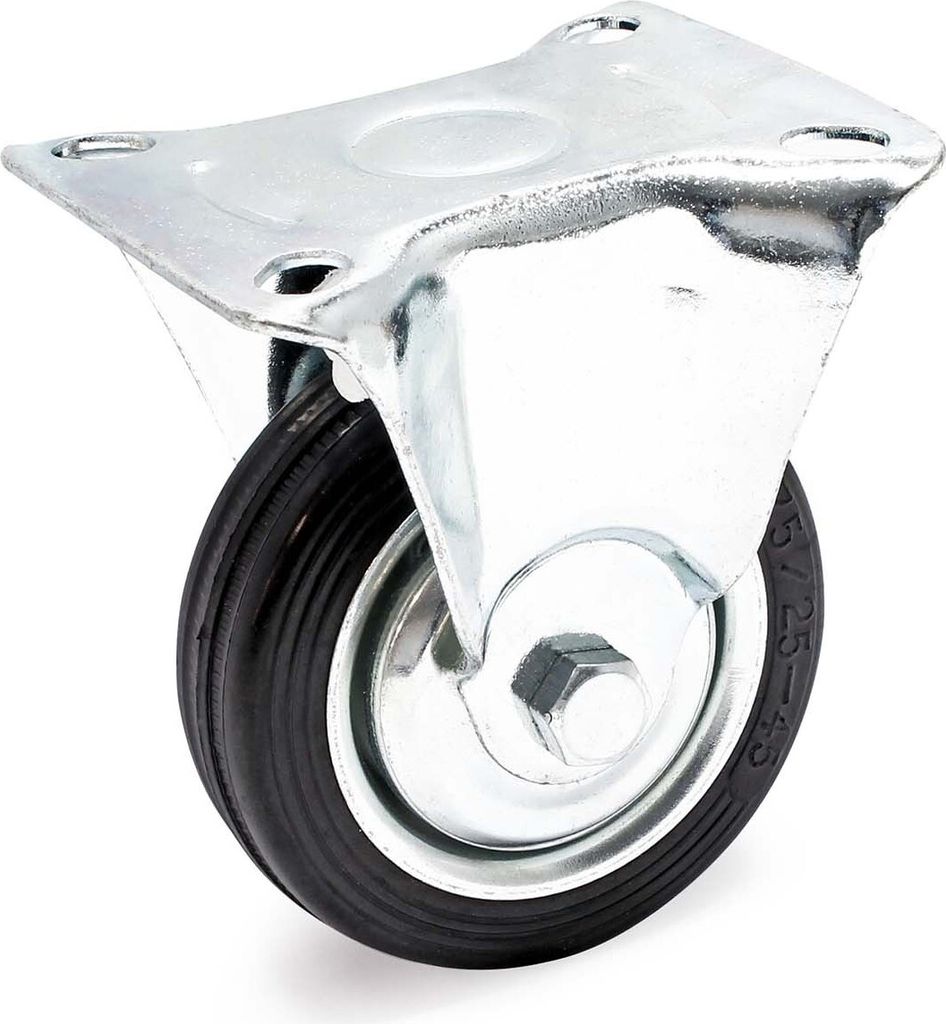 Wiltec Bockrolle Ø75mm mit Gummirad und Metallfelge 50kg Produktbild 