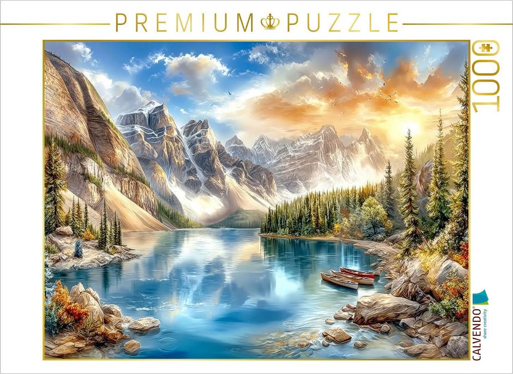 CALVENDO Puzzle Der Moraine Lake - ein von Gletschern gespeister Bergsee in den Rocky Mountains | 1000 Teile Lege-Größe 64x48cm Foto-Puzzle für ...