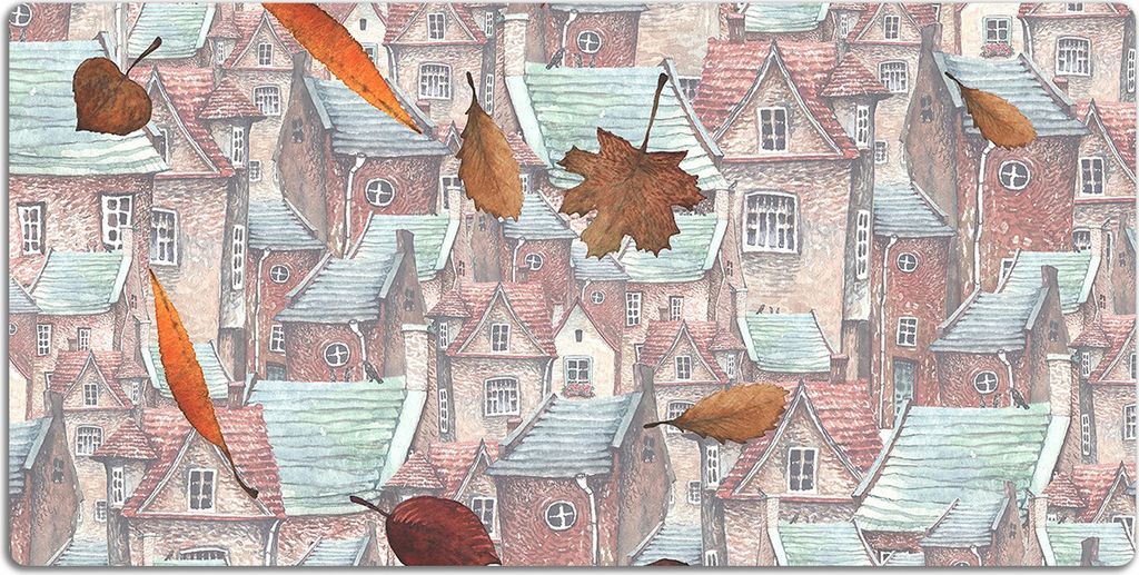 Schreibtischmatte Tischunterlage 90x45 cm Mauspad - Herbstliche Stadt.