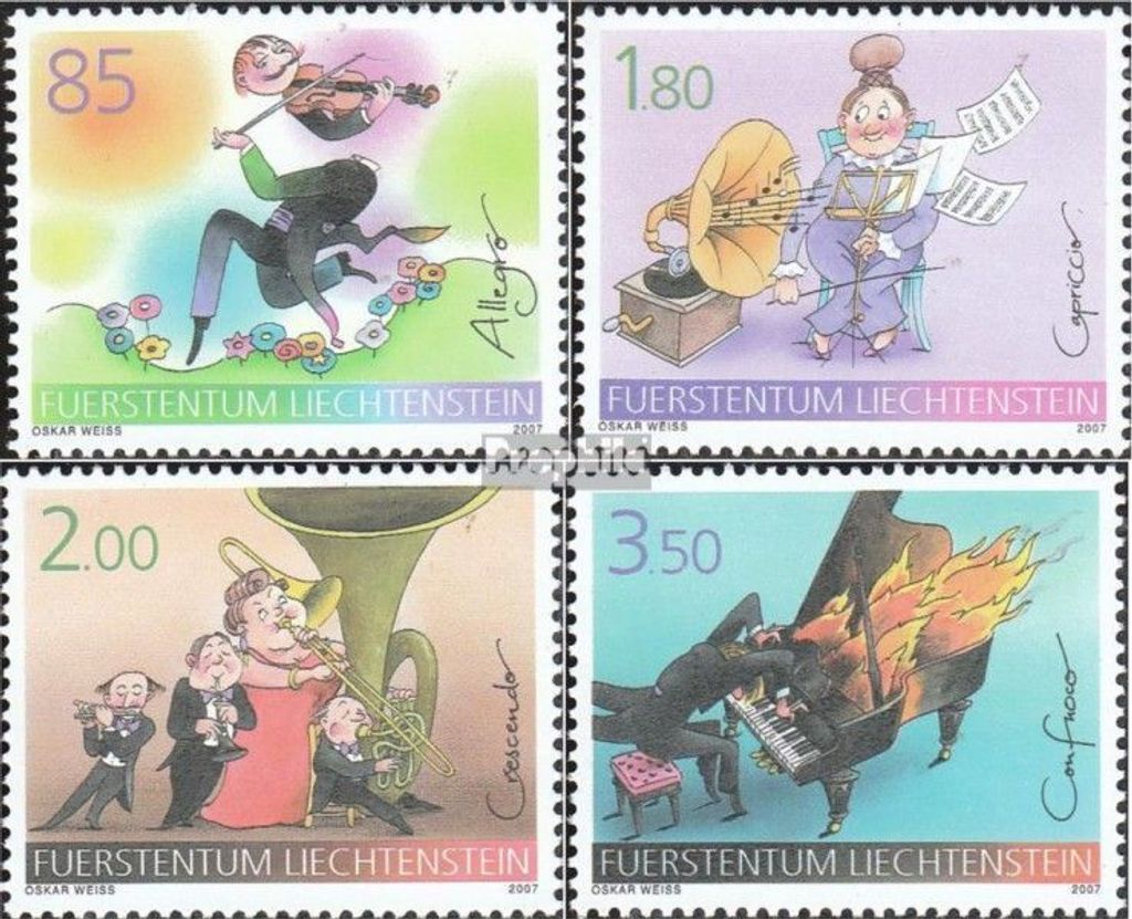 Briefmarken Liechtenstein 2007 Mi 1438-1441 (kompl.Ausg.) postfrisch Musik