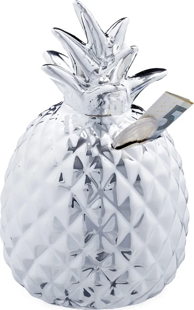 Tirelire ananas argentée lot de 10 objets déco pour épargne festive