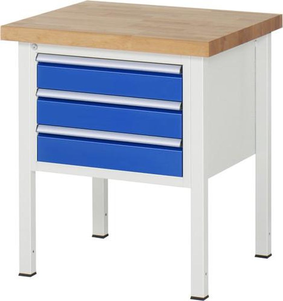 Werkbank mit 3 Schubladen - Vollauszug - 120:3 - 840 x 750 x 700 mm (HxBxT) - Traglast 1.250 kg - Buche