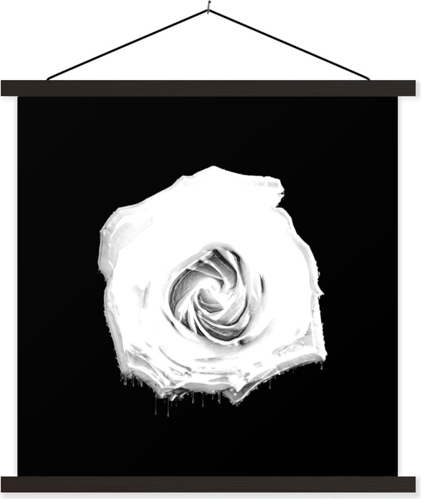MuchoWow Textilposter Blumen - Licht - Schwarz - Weiß 40x40 cm mit schwarzem Rahmen - Fotos