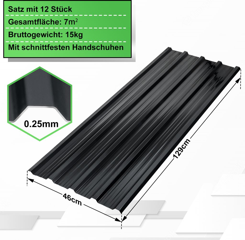 12/24/36x trapézový plech 129x46cm profilovaný plech Obrázek produktu 2