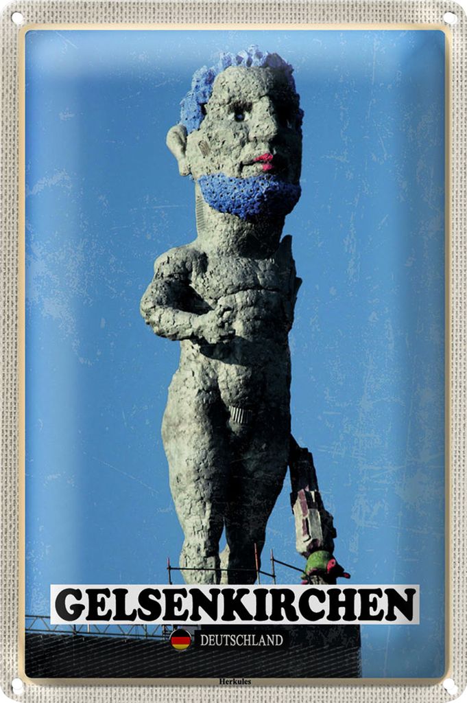 Blechschild Städte Gelsenkirchen Herkules Skulptur 40x30cm