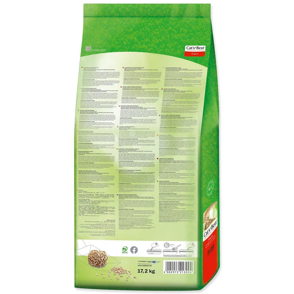 Litière Végétale Cat's Best Öko Plus 40 Litres - Compostable et Propre - 2