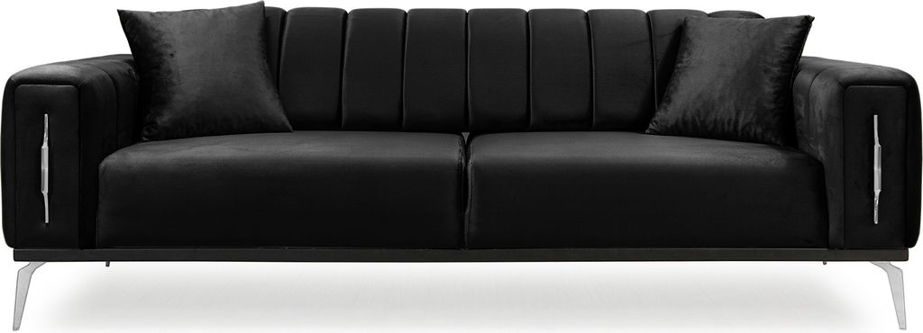 Couch 3-Sitzer IRON in verschiede Farben & Fußfarben: Schwarz / Chrom