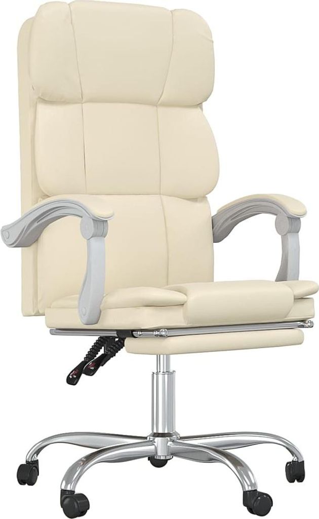 vidaXL Bürostuhl mit Liegefunktion Creme Kunstleder