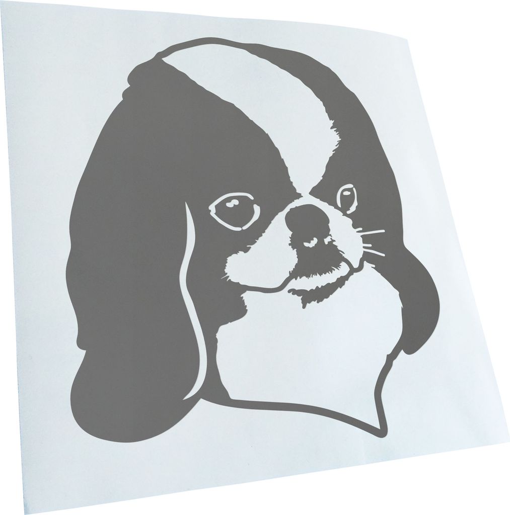 Kiwistar - Autoaufkleber - Japanese chin Hund - Grau - 30x27cm - Aufkleber für Auto, Laptop, Fahrrad, LKW, Motorrad mehrfarbig JDM Decal Racing