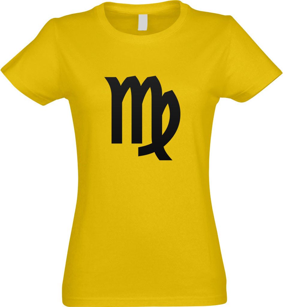 Kiwistar - T-Shirt tailliert - Damen - gelb - Jungfrau Sternzeichen - mit Motiv Bedruckt - Funshirt Design - Sport - Freizeit - Damen - L