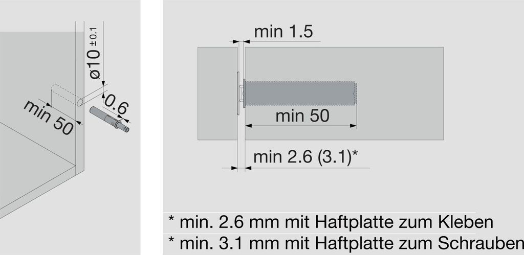 BLUM TIP-ON für Türen 956.1004 Kurzversion mit Magnet, seidenweiß