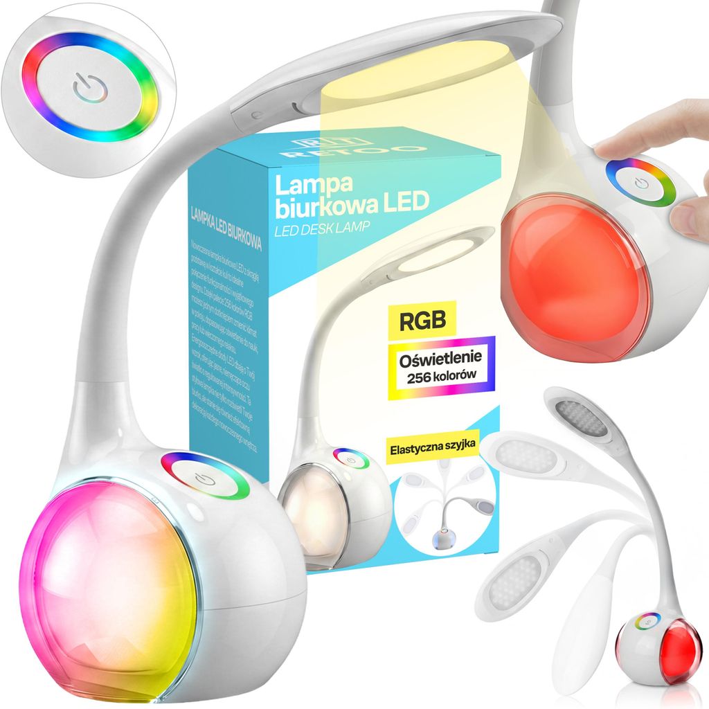 Schreibtischlampe LED RGB Touch Dimmbar 256 Farblicht Produktbild 