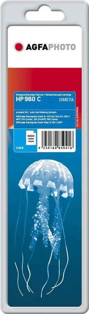 AgfaPhoto Cartouche Cyan HP 980 D8J07A pour Officejet Enterprise X585