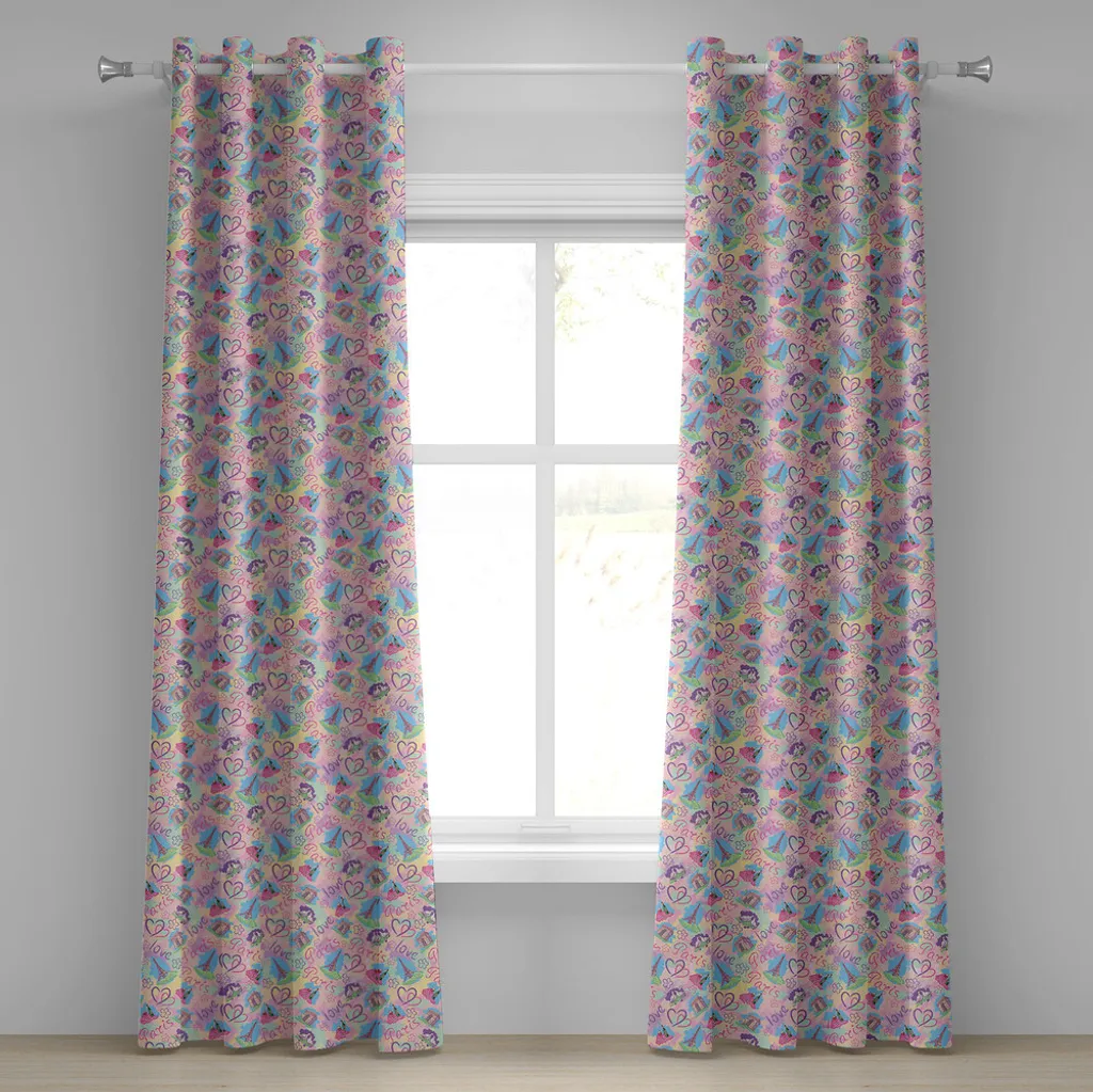 Rideau à œillets ABAKUHAUS Paris Vintage Fleurs - 280 x 175 cm Rose