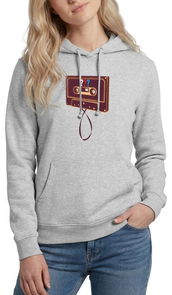 Spreadshirt Die Drei Fragezeichen Kassette Damen Hoodie, XL, Hellgrau meliert