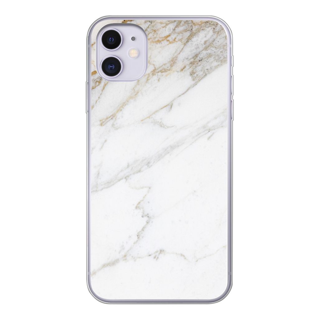 MuchoWow Handyhülle Schutzhülle Hülle für iPhone 11 Marmor - Stein - Weiß - Gold - Marmoroptik - Stein - Luxus Silikon Softcase Handy Hülle...