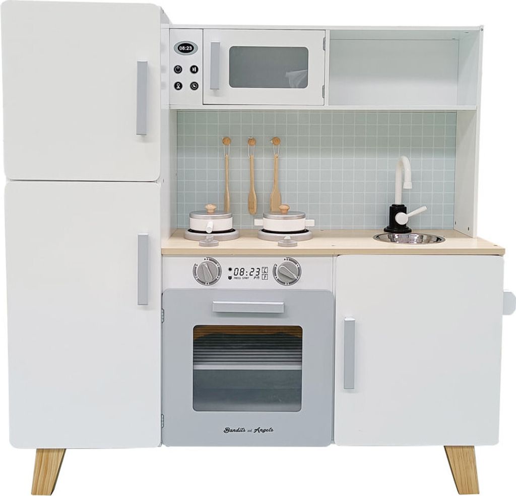 Bandits & Angels Holz Kinderküche XL Modern Weiß/Grau ab 3 Produktbild 