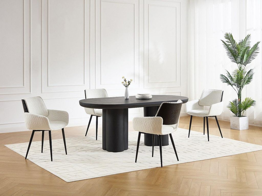 Satz von 2 bukolischen und schwarzen Metallstühlen mit Eschenfurnier - Weiß - ZURIKIA