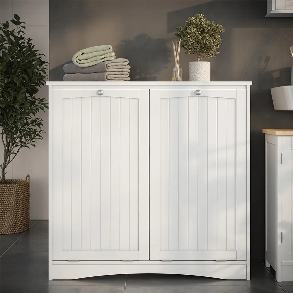 Vicco Armadietto Da Bagno Con Portabiancheria Fynn – Rovere Rustico 78.4x91.6x34 Cm - 3