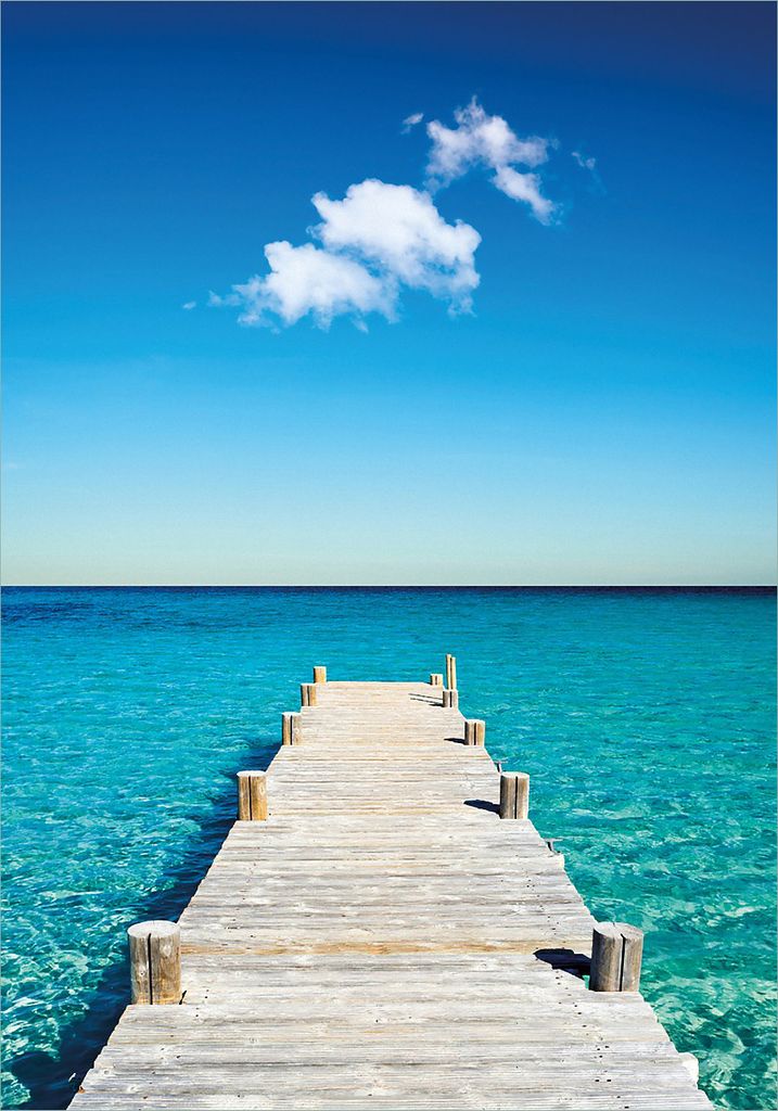 Wallario selbstklebendes Poster - Steg am tropischen Meer, Größe: 70 x 100 cm