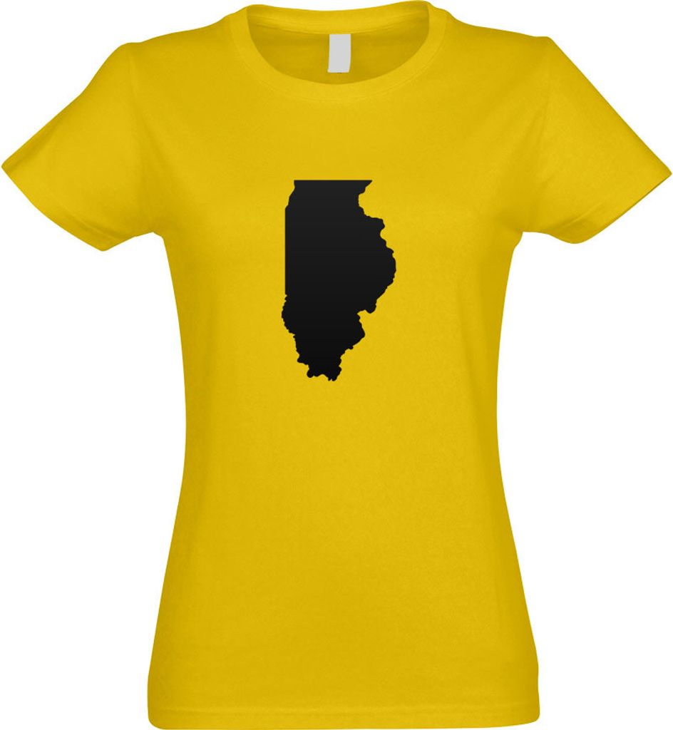 Kiwistar - T-Shirt tailliert - Damen - gelb - USA - Illinois Springfield - mit Motiv Bedruckt - Funshirt Design - Sport - Freizeit - Damen - S