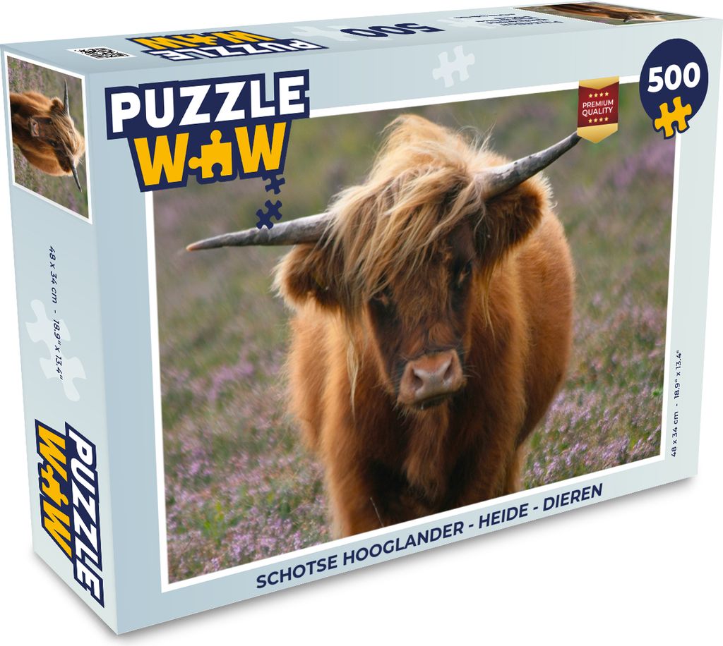 MuchoWow Puzzle 500 Teile Schottische Hochlandbewohner - Heidelandschaft - Tiere - Denken - Spiel - Toy