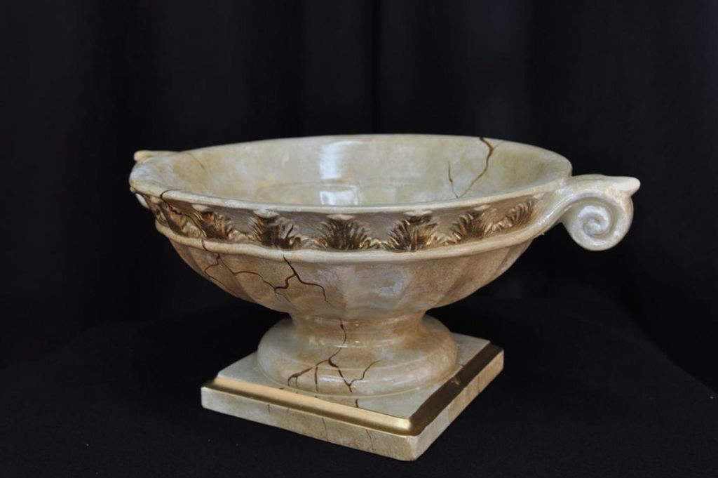 Schale Design XXL Obst Schale Dekoration Tisch Vase Klassischer Marmor 23cm
