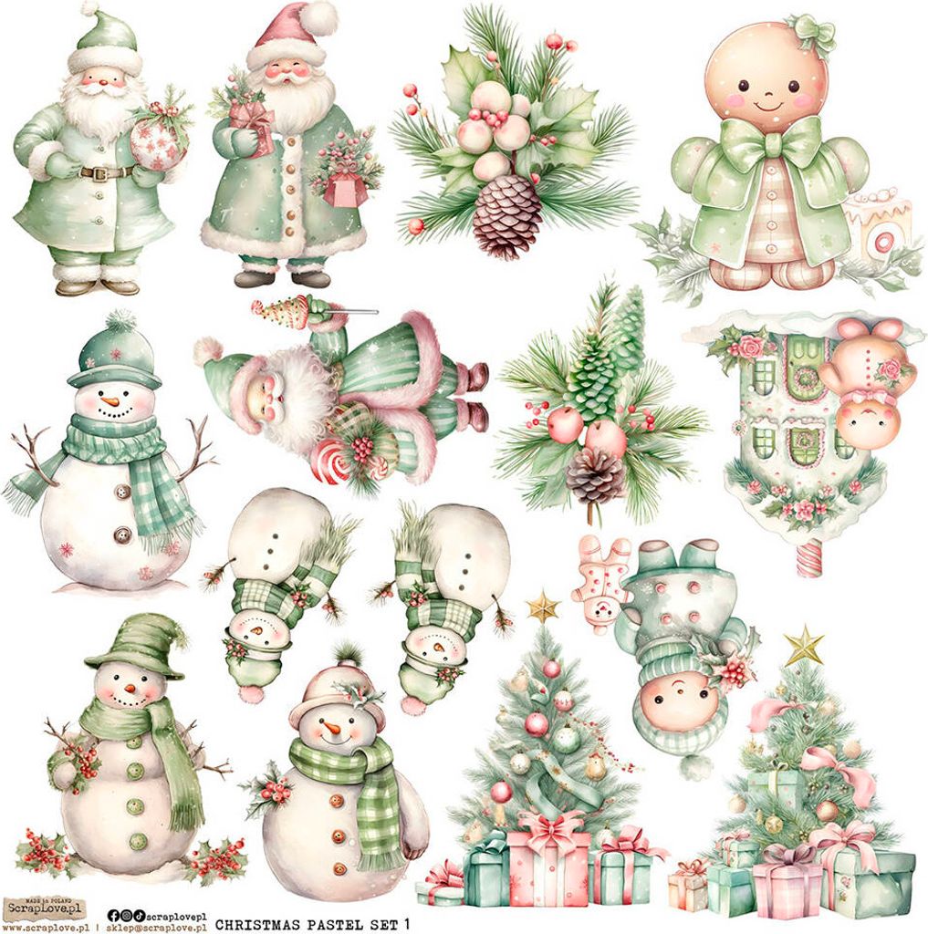AUFKLEBER - ScrapLove - Christmas Pastel Set 1 - Weihnachten Pastell Set 1